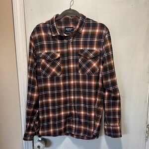 Men's Navy/ Orange Plaid Shirt large